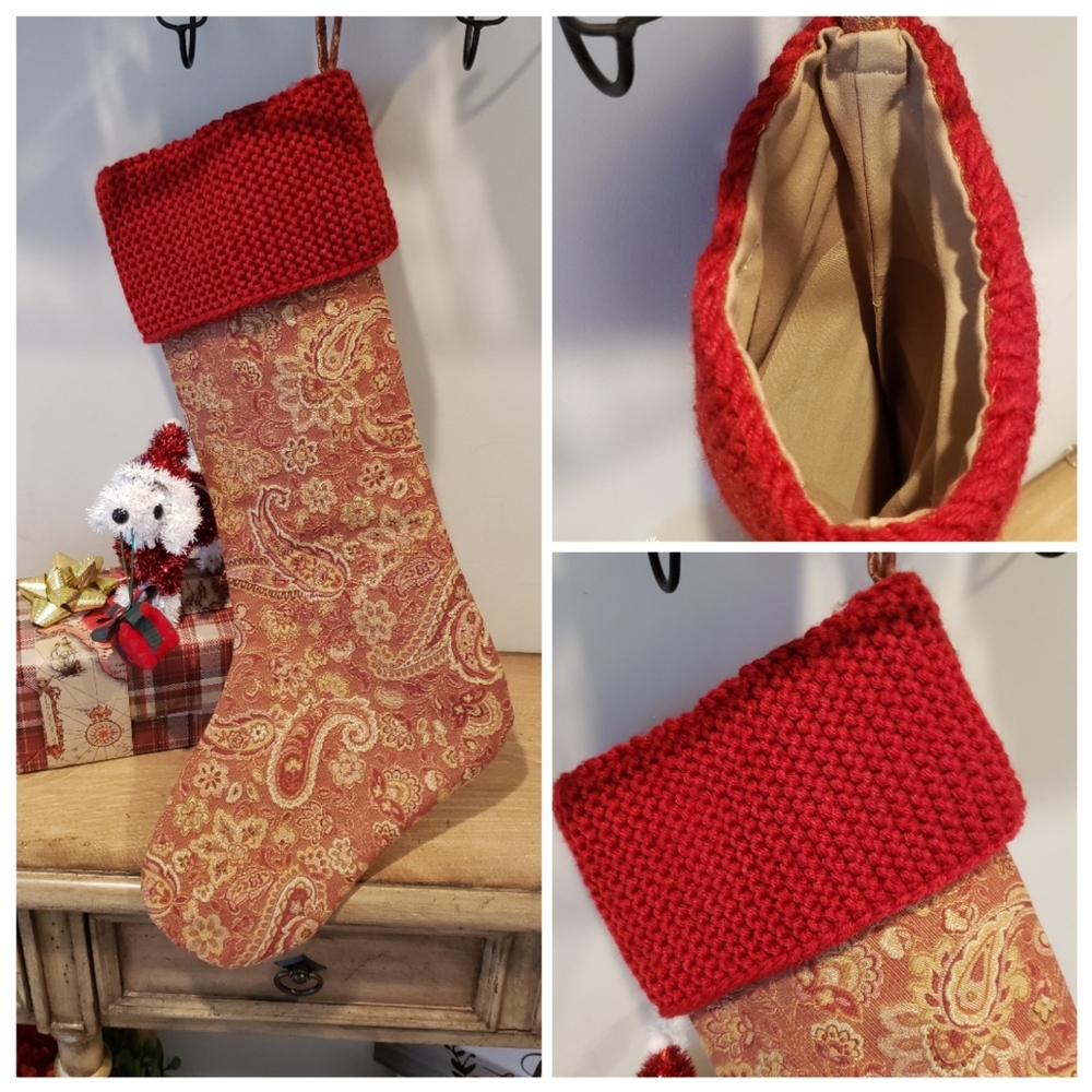 Handcrafted fully lined cuffed holiday stocking.